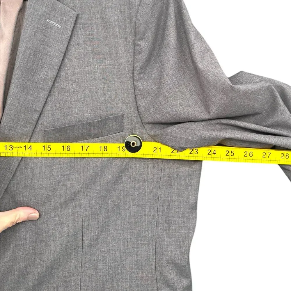 Hockerty Grey Bespoke Custom 2 Button Notched Lapel Blazer Jacket Mens 46‎